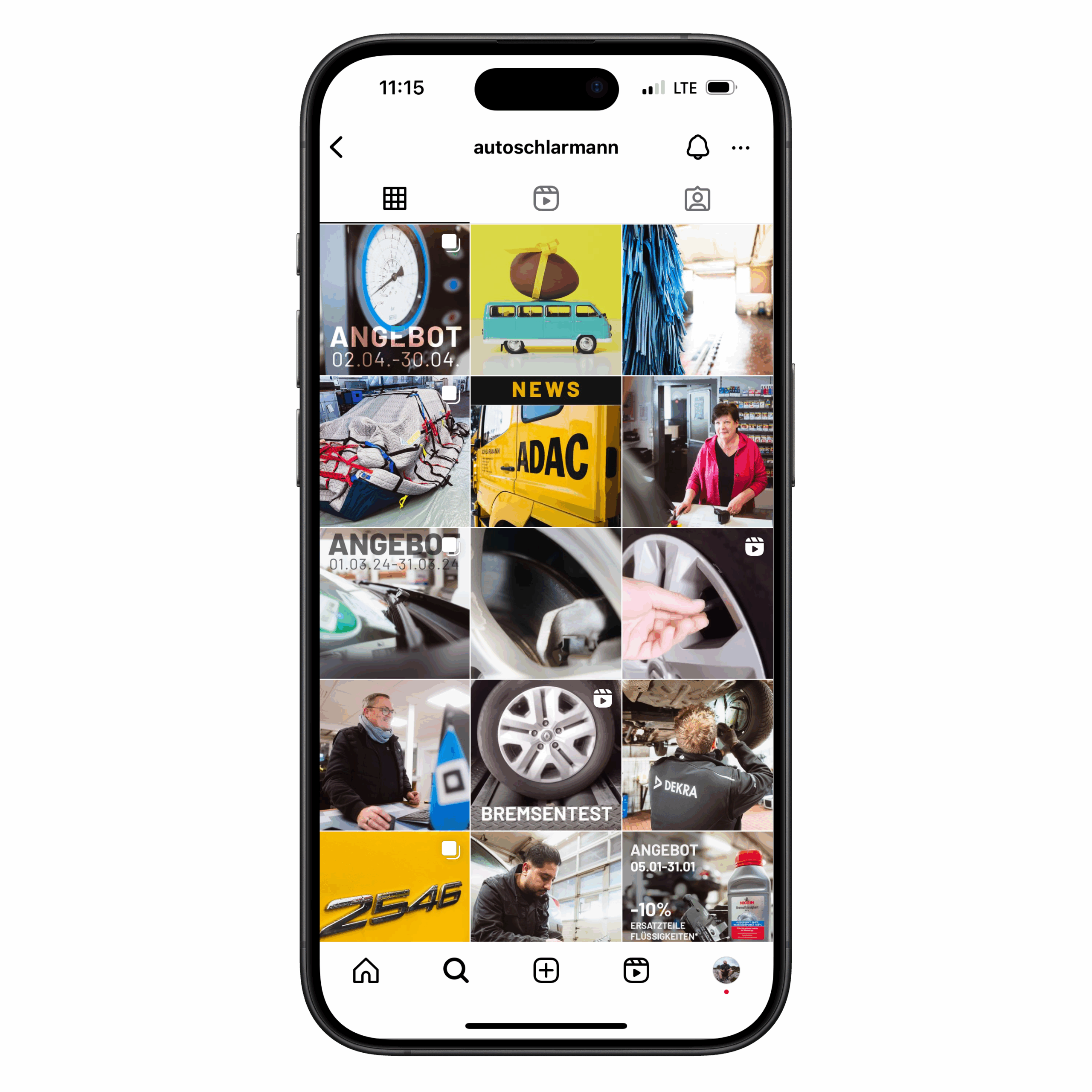 mockup of iphone showing instagram grid