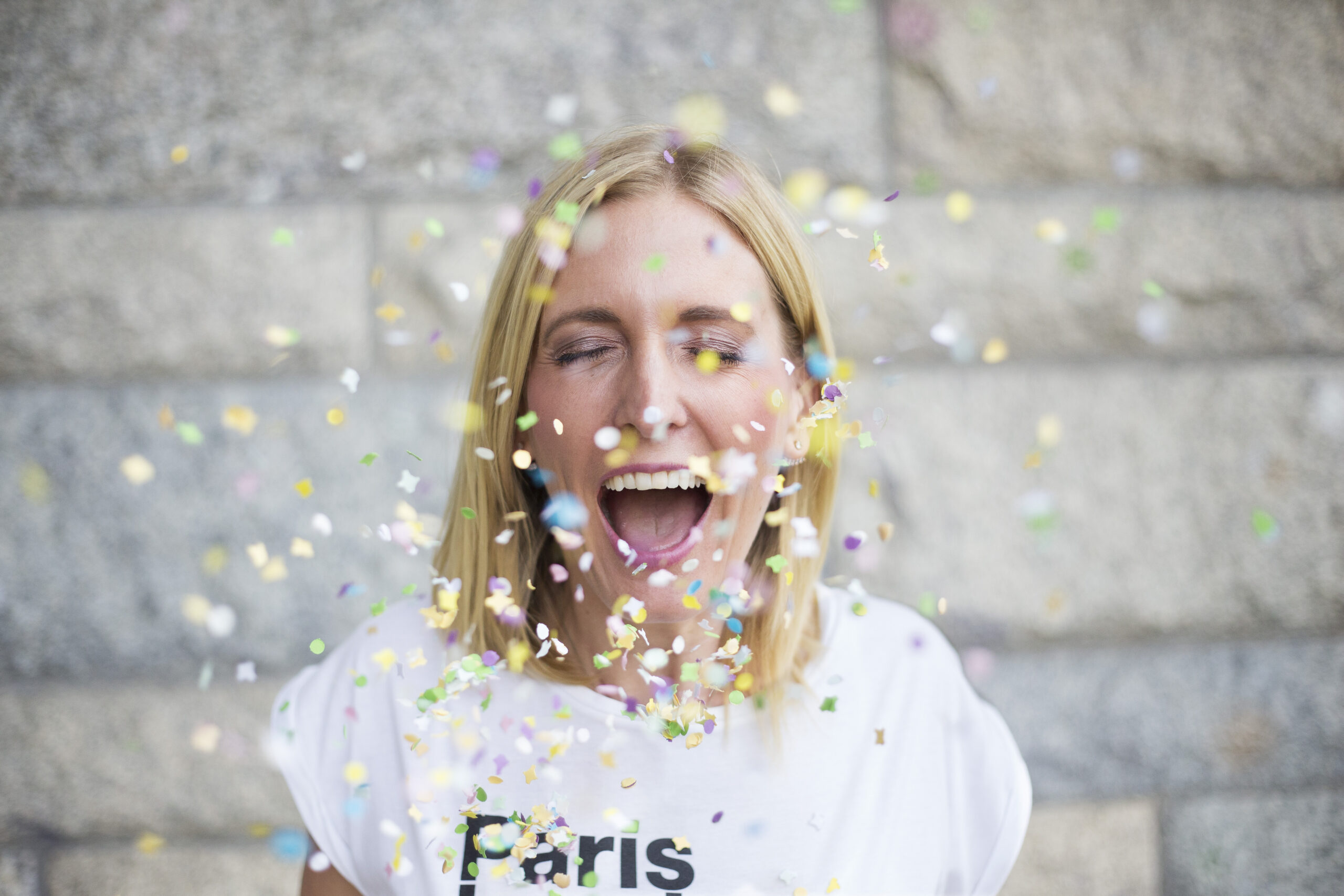 woman with confetti